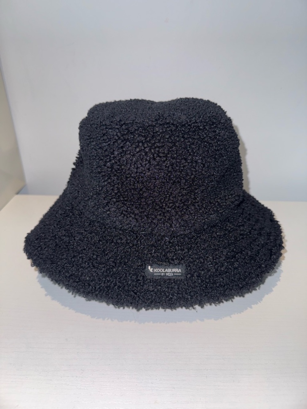 Koolaburra Black Sherpa Bucket Hat with Logo Patch